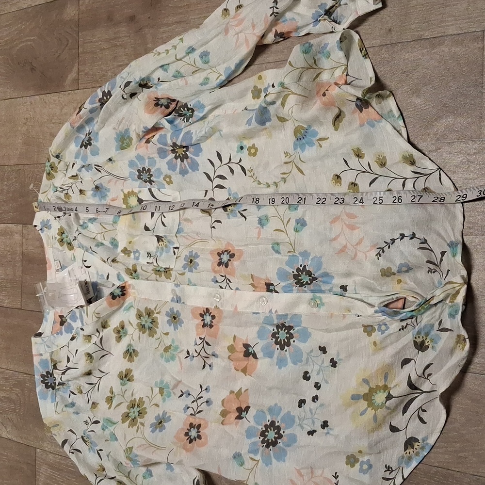 Womens Nwt Zac & Rachel Floral‎ Button Down Pocket Roll Sleeve Shirt - Picture 3 of 8